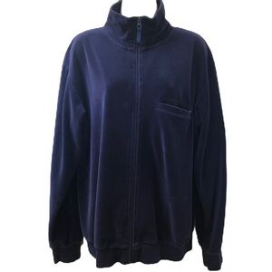 Vintage Irvine Park Women's Blue Velour Jacket Medium Long Sleeve Retro